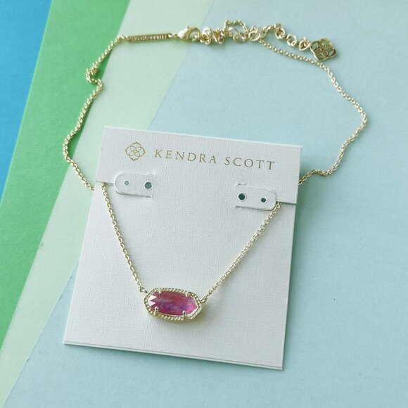 Kendra Scott Elisa - Gold Fuchsia Kyocera Opal Necklace - Picture 3 of 3
